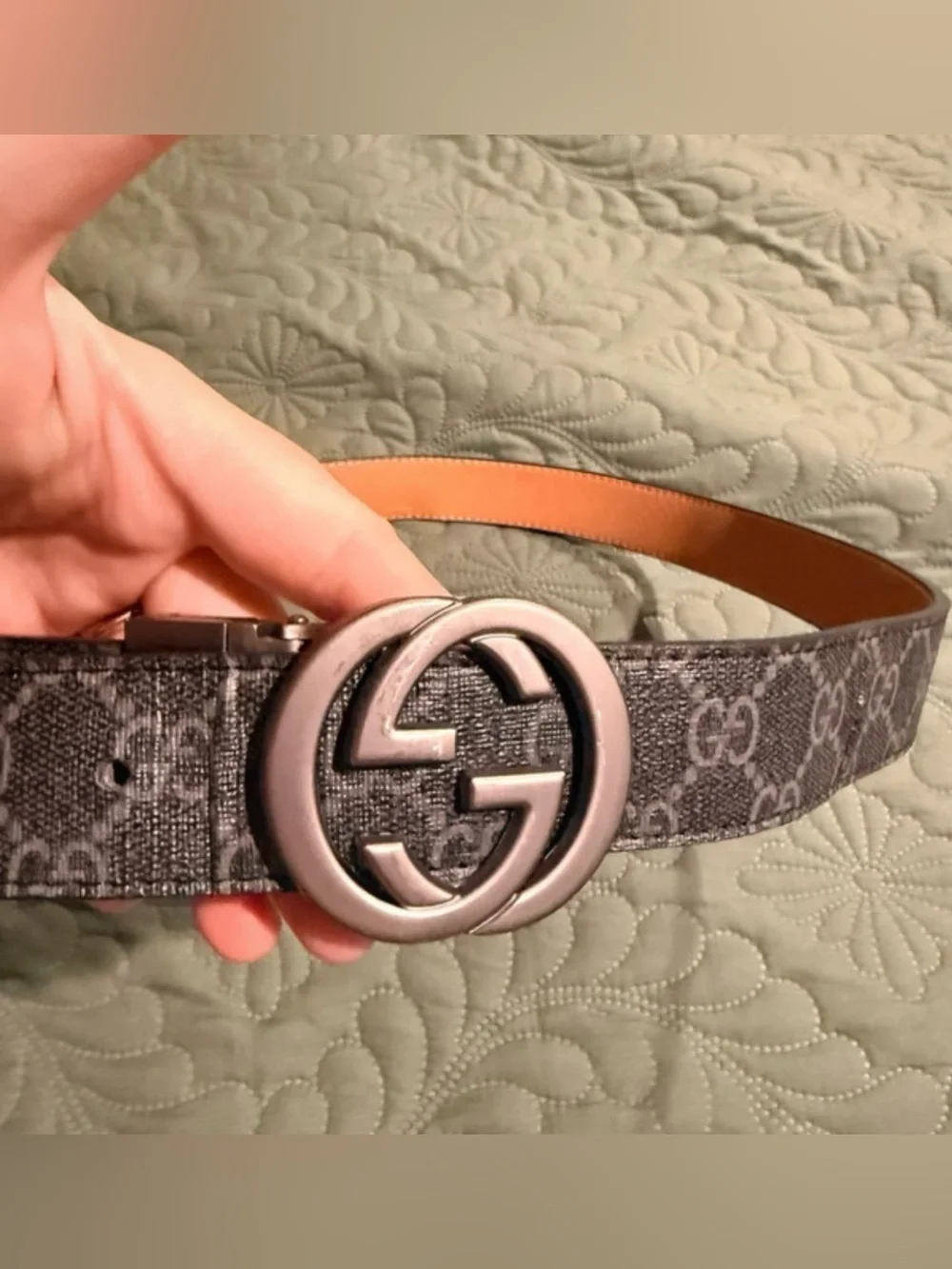Black Monogram Canvas Belt with Silver Buckle